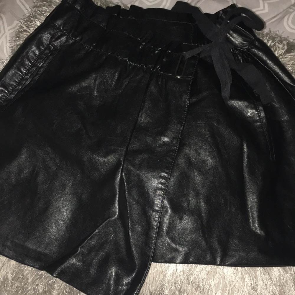 Black patent skirt